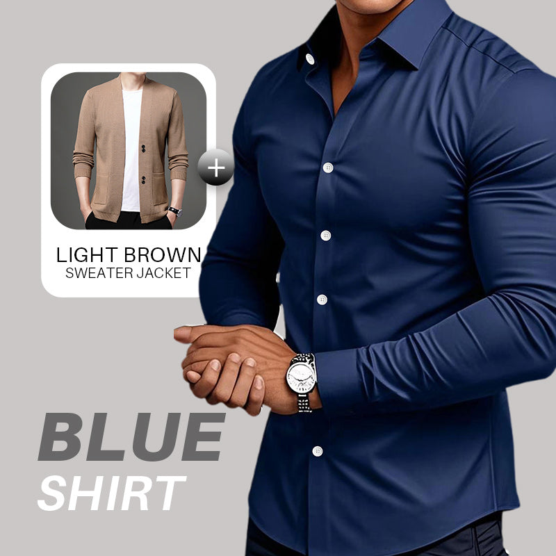 🔥Black-Friday-Mega-Angebot – 50 % Rabatt!🔥Men's Solid Color Lapel Long Sleeve Button-Down Shirts