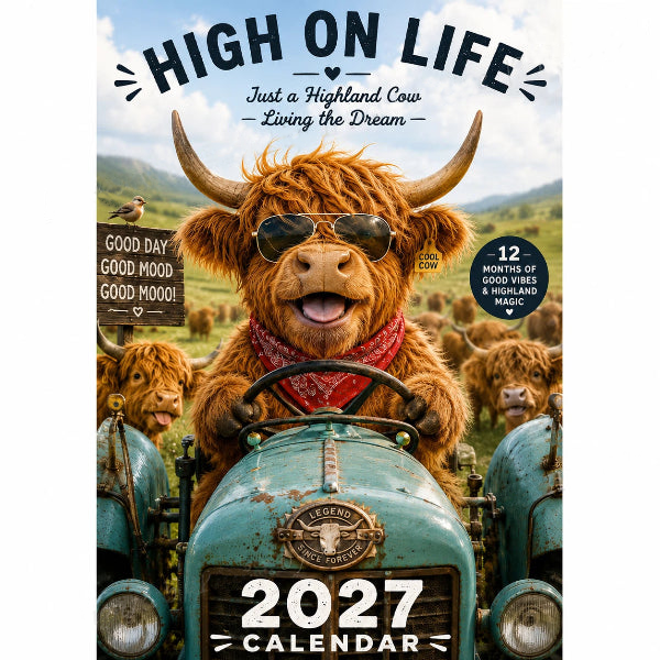 ⏳LAST DAY SALE ONLY £7.99!!🔥2027 Funny Highland Cow Wall Calendar | A4 Hanging Calendar | Designed by Isabel Kline