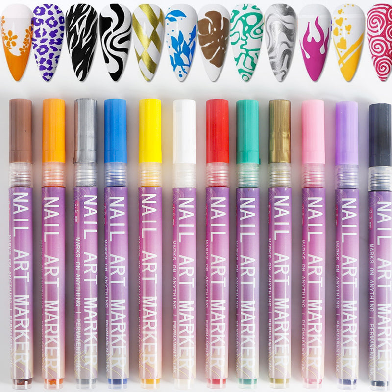 💥 BUY 2 GET 1 FREE! 🎁 50% OFF ⏳ 12 Colors Nail Art Pens Set – Create Beautiful & Precise Designs ✨