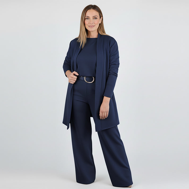 Elegant Longline Cardigan & Top & Pants 3-Pieces Set