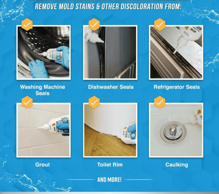 🔥LIMITED SALE 50% OFF!!💥Mold Remover Gel with Scrub Brush – Heavy Duty Mildew Stain Cleaner for Washer Gasket, Shower Caulk, Tile Grout & Bathroom