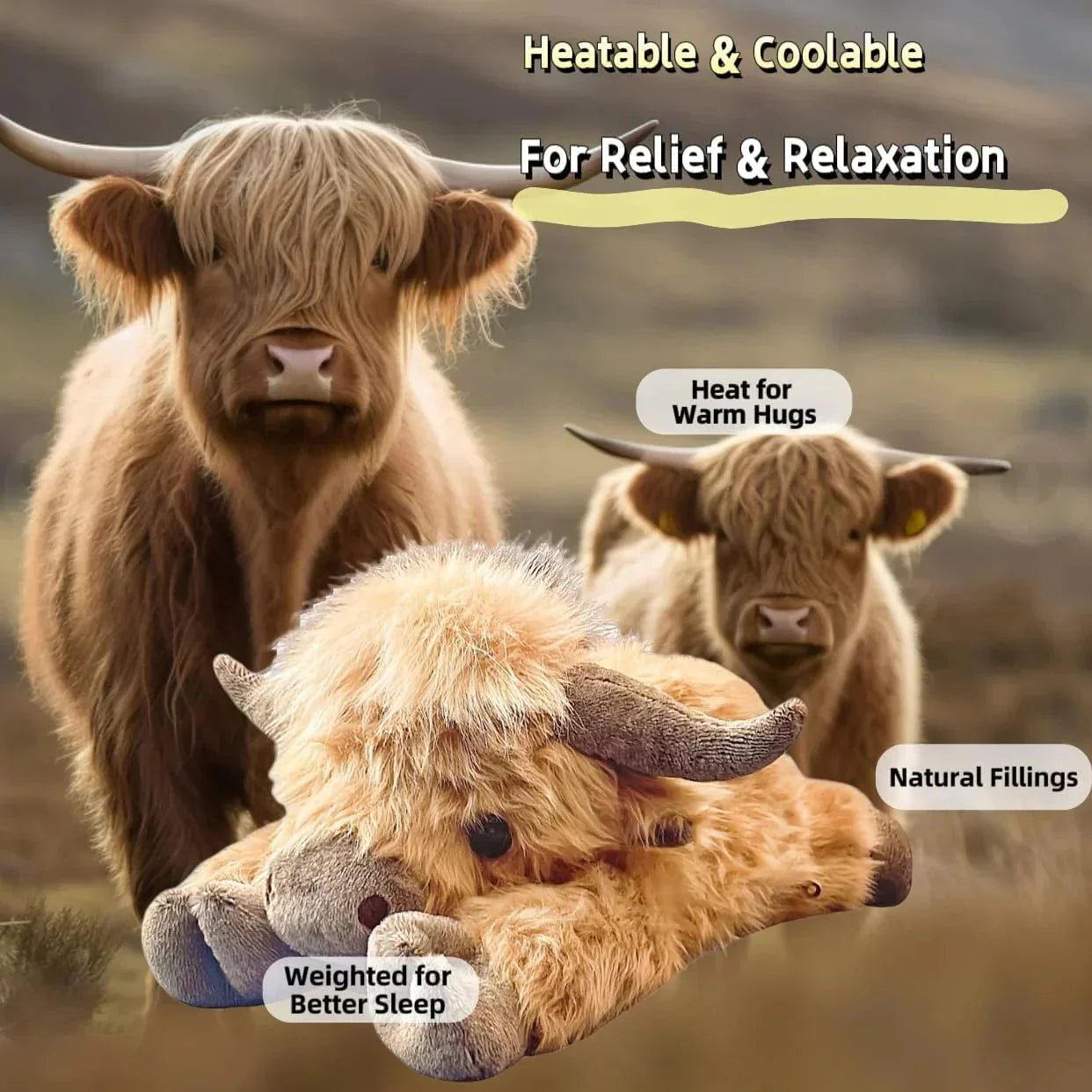 🎁Cute Cartoon Highland Cow Stuffed Toy