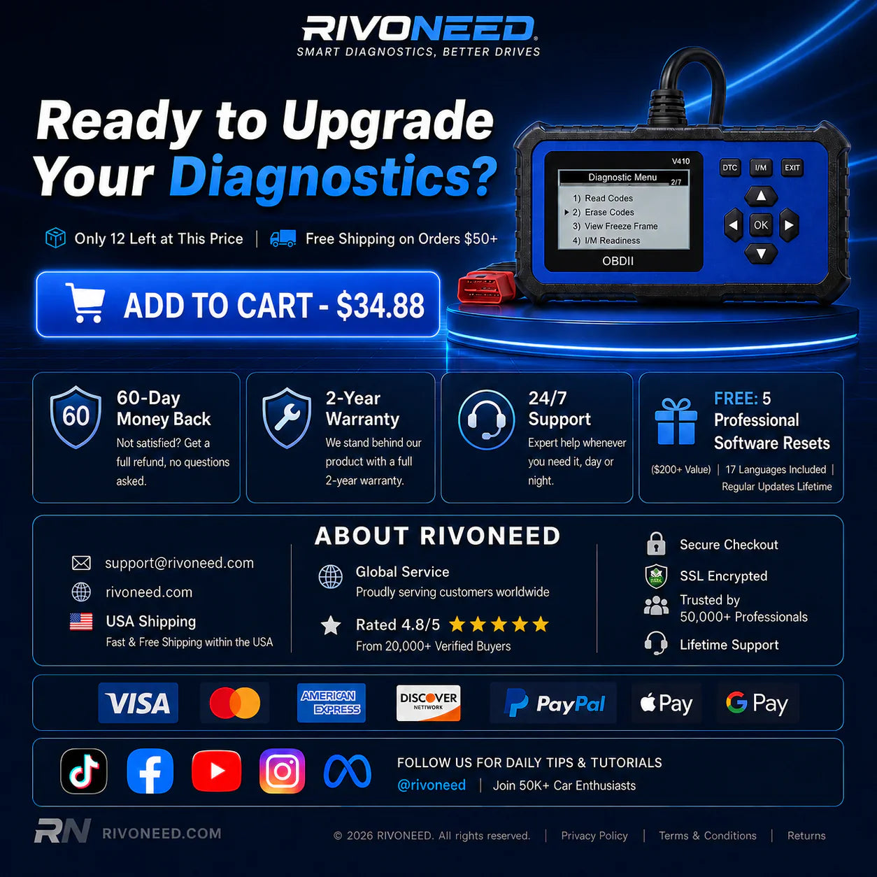 🔧🚗 49% off ⚡ Professional OBD2 scanner – Full diagnostics, one-click reset & 8 languages! Compatible with all vehicles from 1996 onwards 📊💡
