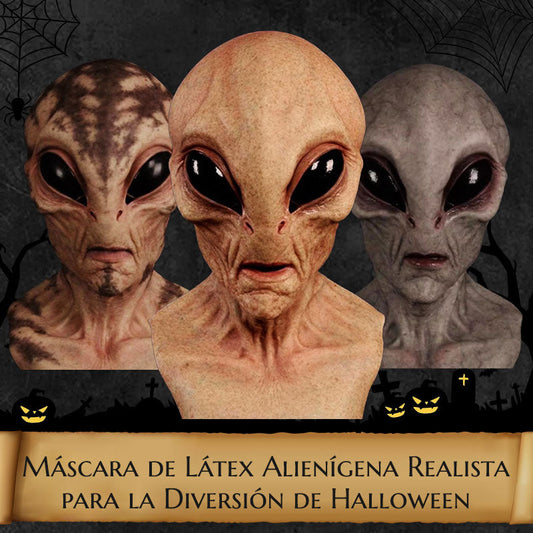 👽️Máscara de Látex Alienígena Realista para la Diversión de Halloween