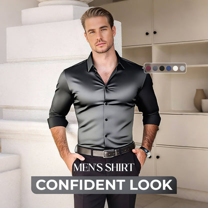🔥Black-Friday-Mega-Angebot – 50 % Rabatt!🔥Men's Solid Color Lapel Long Sleeve Button-Down Shirts