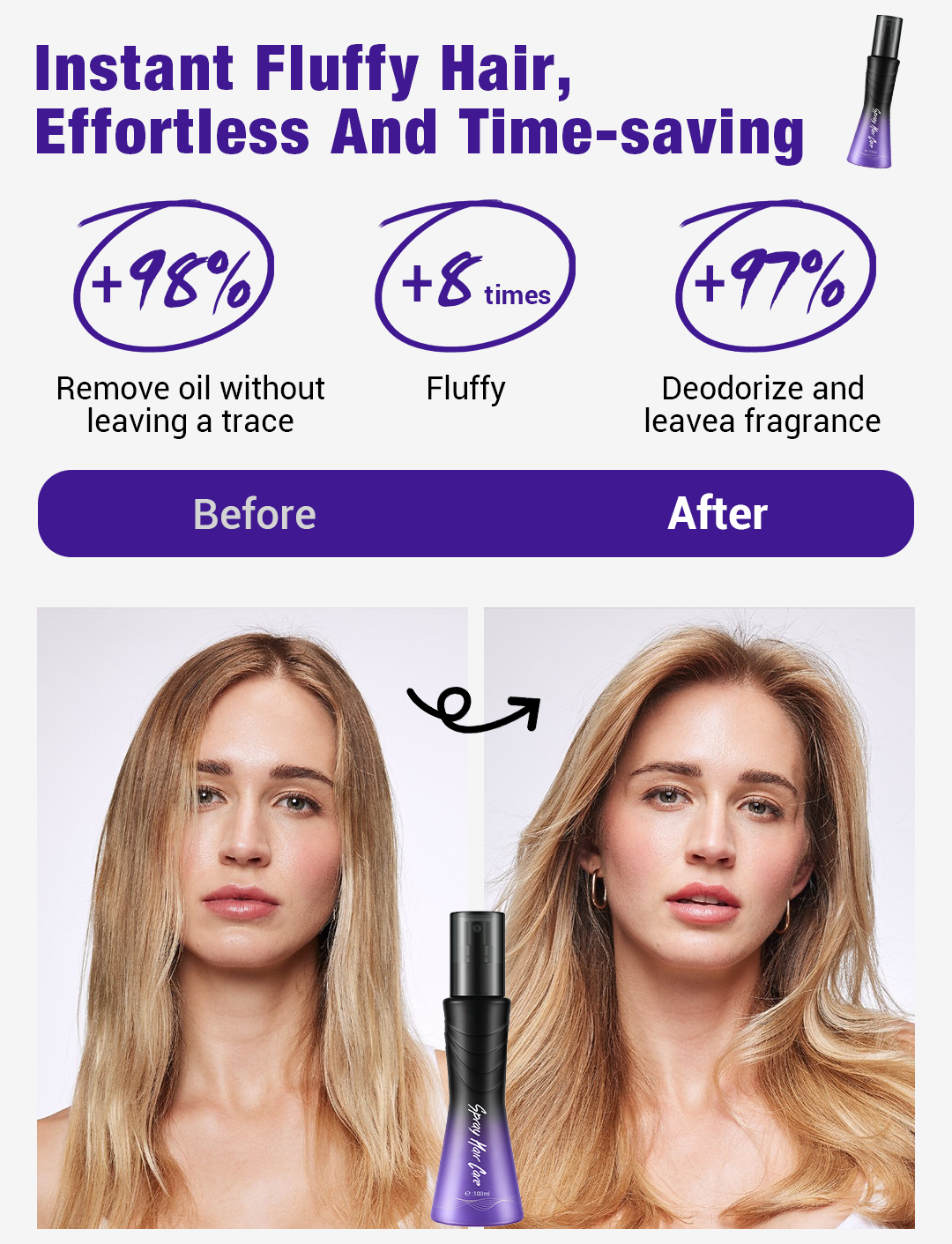 💥 Leave-In Refreshing Voluminous Non-Sticky Spray for Hair Care💕