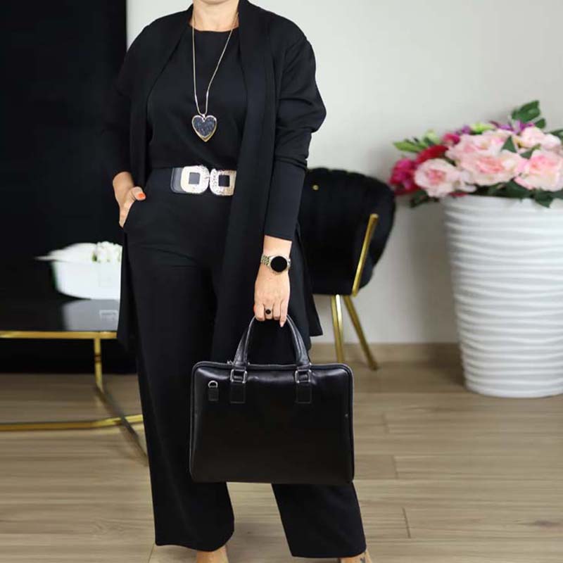 Elegant Longline Cardigan & Top & Pants 3-Pieces Set
