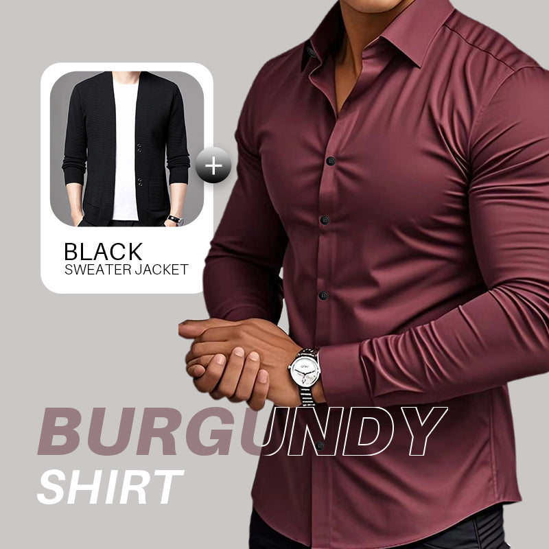 🔥Black-Friday-Mega-Angebot – 50 % Rabatt!🔥Men's Solid Color Lapel Long Sleeve Button-Down Shirts