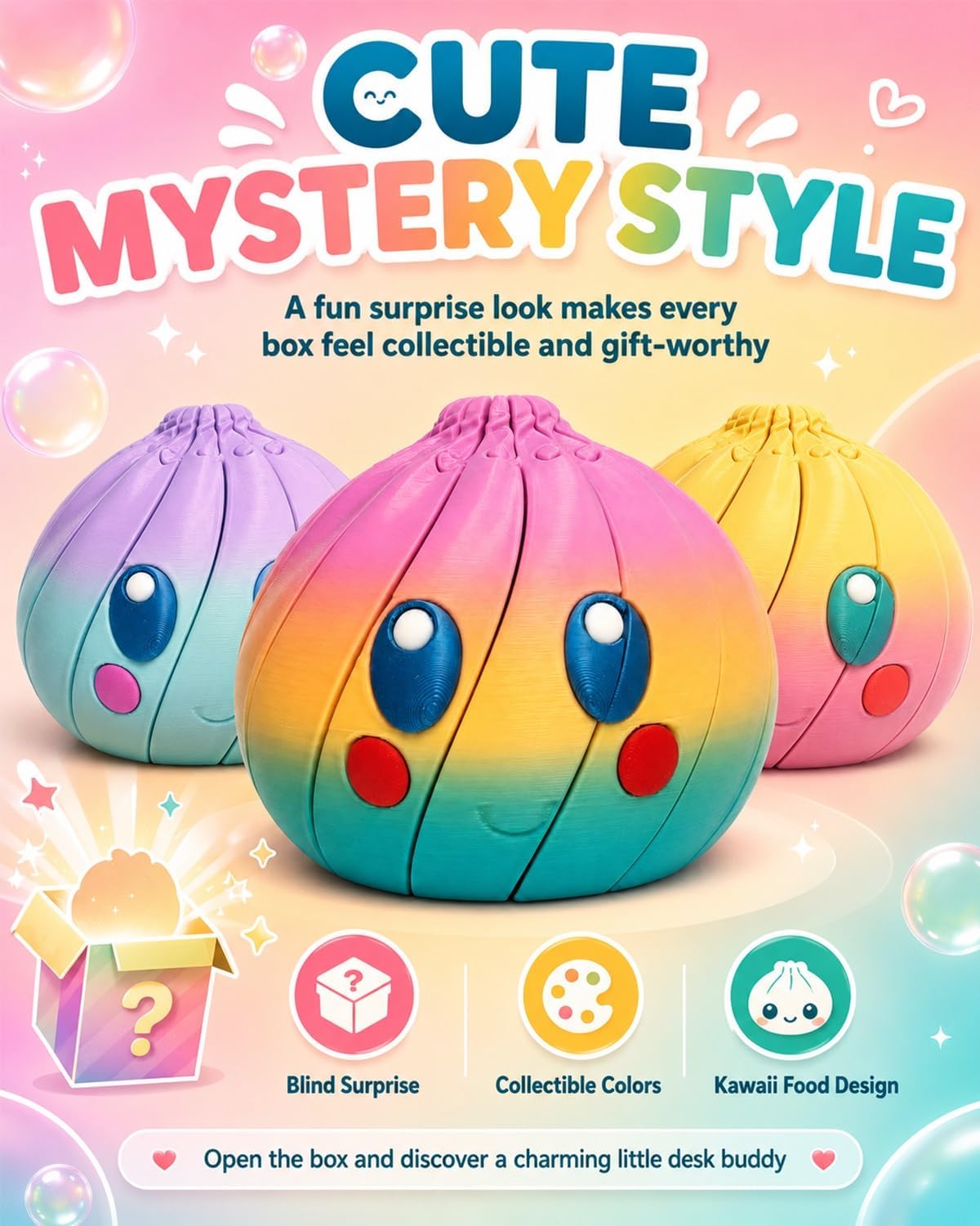 🎁 Hot Sale—50% Off 🦜Dumplings Squishy Rms 3D Printed Dumpling Mystery Box Fidget Toy Mini Blind Surprise Stress Ball Sensory Food Squeeze Novelty Desk Gift Adults Party Favor Classroom Prize Stocking