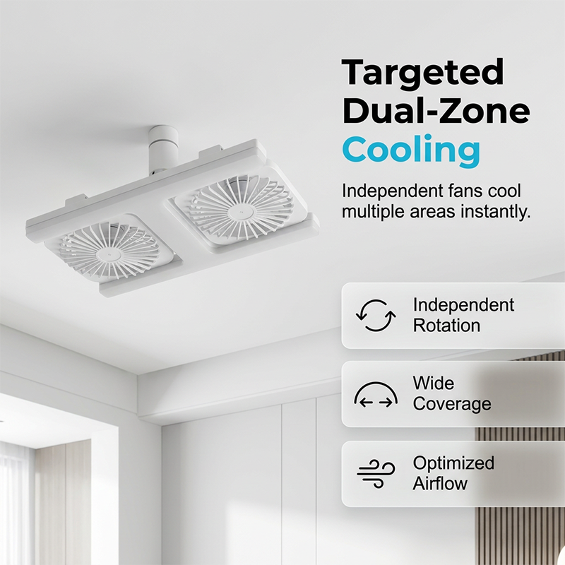 🌬️✨ Dual ceiling fan with LED light – modern design with remote control for the living room and bedroom