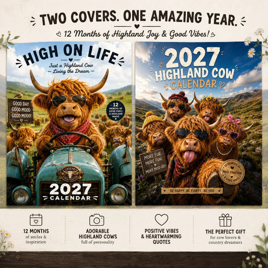 ⏳LAST DAY SALE ONLY ￡7.99!!🔥2027 Funny Highland Cow Wall Calendar | A4 Hanging Calendar | Designed by Isabel Kline