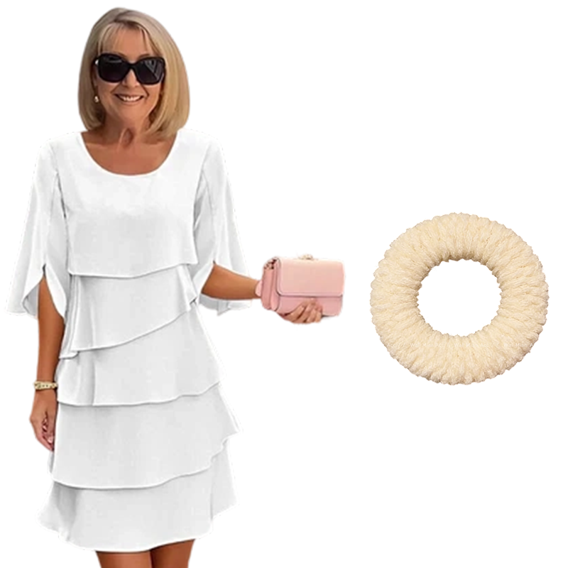 🎁 50% OFF! Women's Elegant Layered Ruffle Sleeve Dress – Effortless Style for Every Occasion 💃