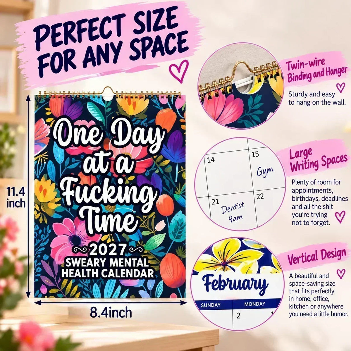 🔥🎉Over 58,000 Sold!🎁🌟2027 Sweary Wall Calendar – Hilarious & Profane Gag Gift for Friends & Stress Relief at Home
