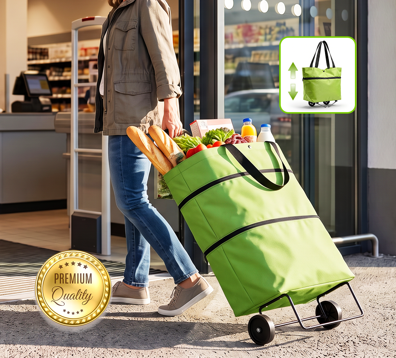 Expandable rolling tote bag