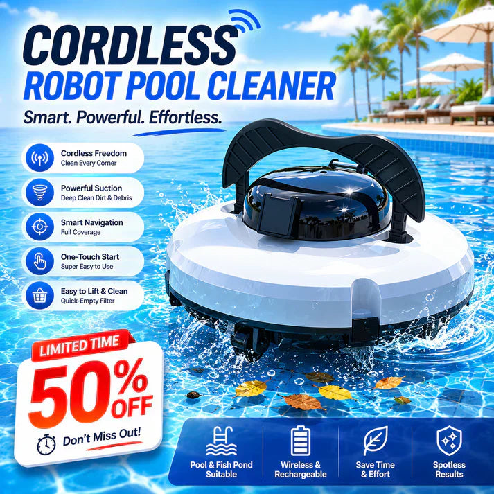 🤖 Hot Sale ＆ 75％ Off 🔥 Cordless Pool Cleaning Robot – Smart navigation, powerful suction & one‑touch start. Easy‑empty filter basket. Your sparkling pool awaits! ✨🏊