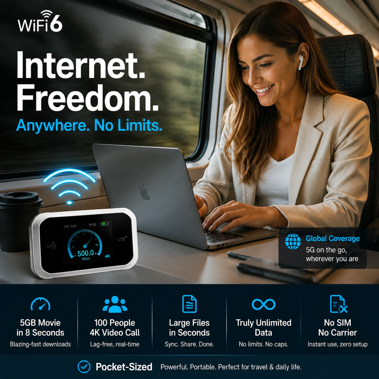 2026 HOT SALE50K+ SOLD! 50% OFF! Mobile Hotspot – Portable WiFi, full coverage anywhere. No contract, no setup. Stay connected on the go!