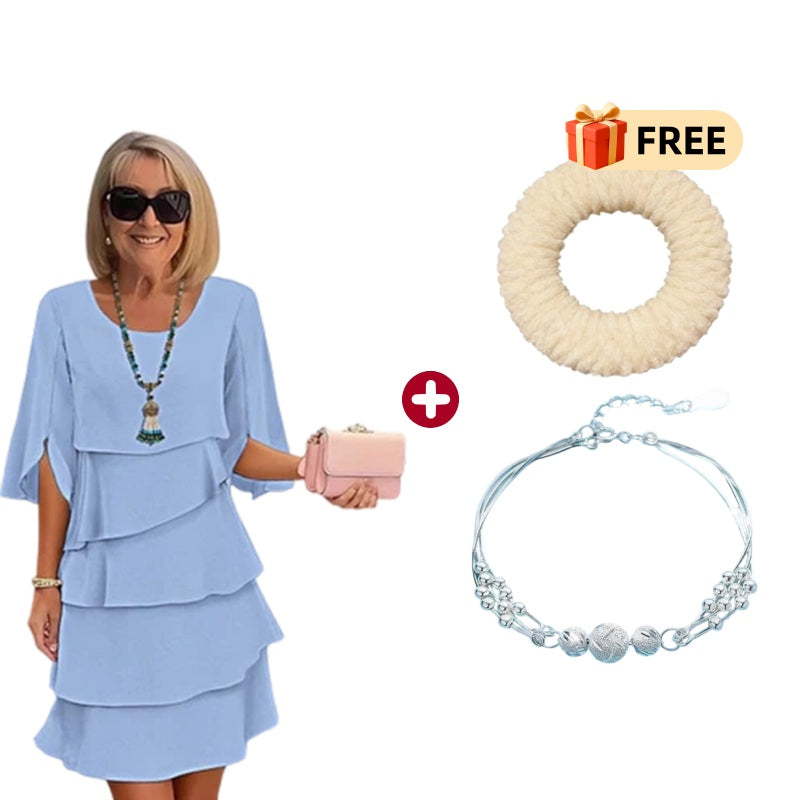 🎁 50% OFF! Women's Elegant Layered Ruffle Sleeve Dress – Effortless Style for Every Occasion 💃