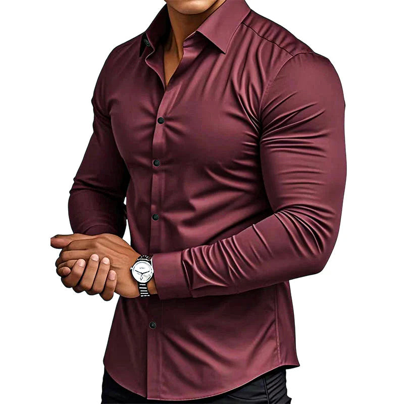 🔥Black-Friday-Mega-Angebot – 50 % Rabatt!🔥Men's Solid Color Lapel Long Sleeve Button-Down Shirts