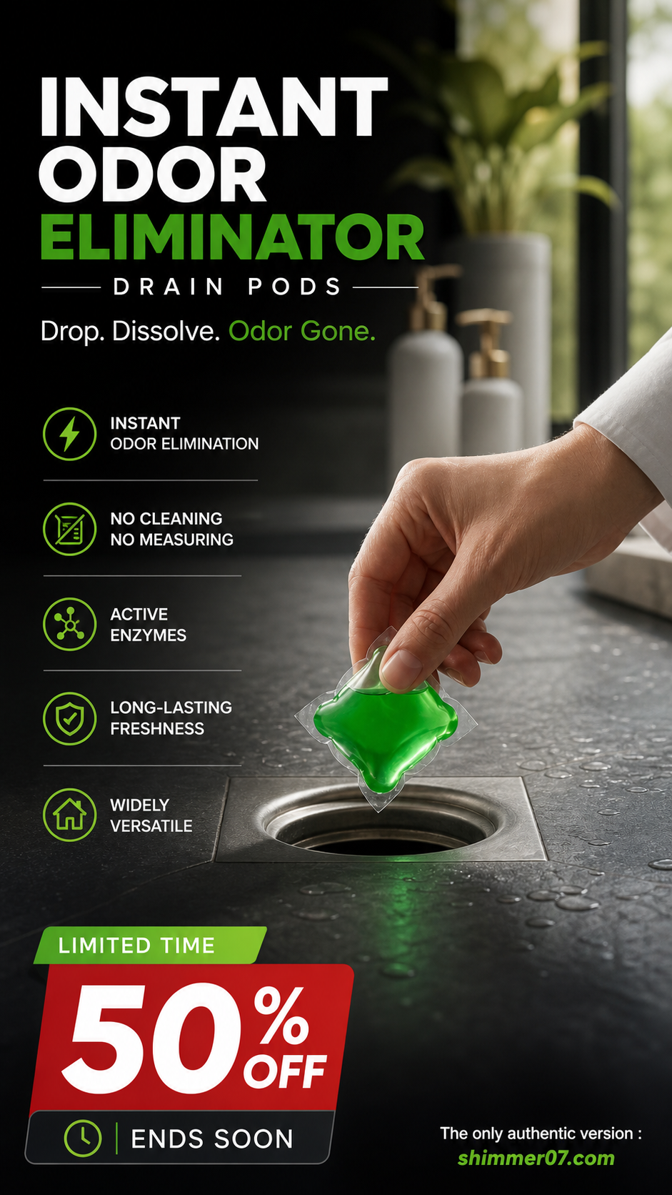 🥳2026 HOT SALE🥳💞50K+ SOLD!｜Drain Deodorizer Pods – Bio‑enzyme formula neutralizes smells at the source. Instant fresh scent, no harsh chemicals. Say goodbye to embarrassing odours. 🚰✅