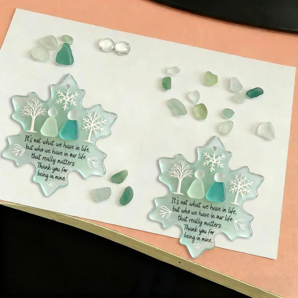 🌊Snowflake-Shaped Sea Glass Friendship Decor❄✨ Shaped by Nature & Crafted by Hand!