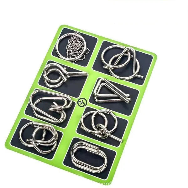 ✨50% OFF - While Supplies Last✅--Metal Puzzle Ring Set (8-Piece) Blue Edition Brain Teaser Game