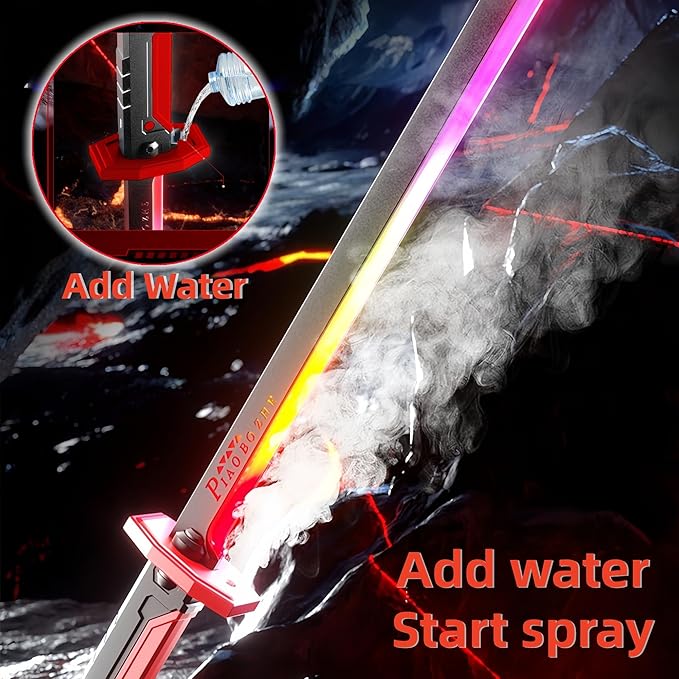 Lightsaber 7 Color Flowing Spark Sword with Sound Effects Led Sword with Smoke Light Saber for Kids
