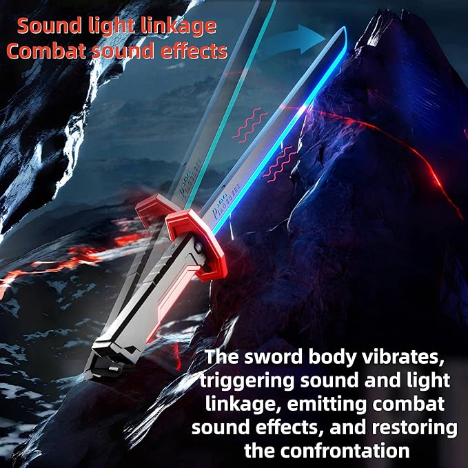 Lightsaber 7 Color Flowing Spark Sword with Sound Effects Led Sword with Smoke Light Saber for Kids