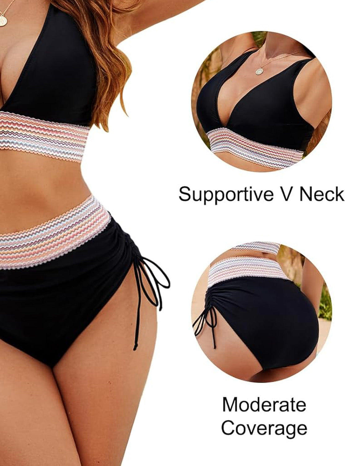 💃Summer Sale 49% OFF💃 High Waisted Tummy Control Color Block Bikini Sets