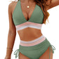 💃Summer Sale 49% OFF💃 High Waisted Tummy Control Color Block Bikini Sets