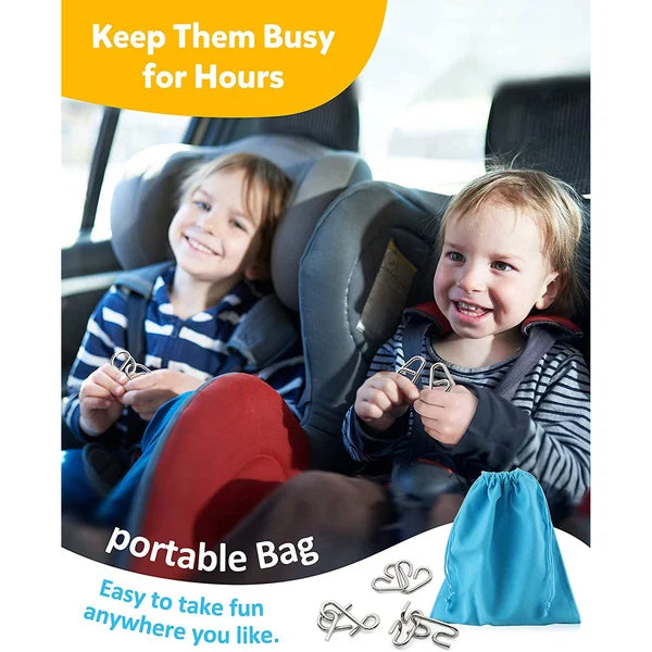 ✨50% OFF - While Supplies Last✅--Metal Puzzle Ring Set (8-Piece) Blue Edition Brain Teaser Game