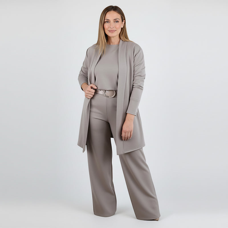 Elegant Longline Cardigan & Top & Pants 3-Pieces Set