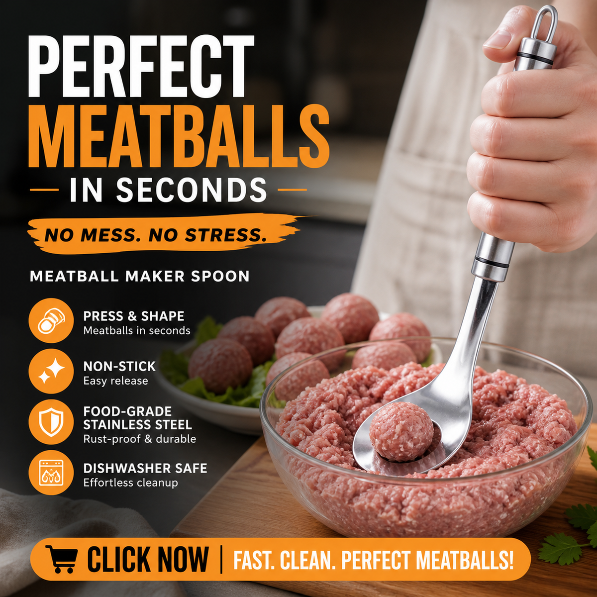 🥳2026 HOT SALE🥳💞50K+ SOLD! 🥩🍴 65% OFF! Meatball Spoon – Non‑stick, scoop & drain in one. No more messy hands – perfect meatballs in seconds! – a must‑have kitchen gadget! 🎁✨