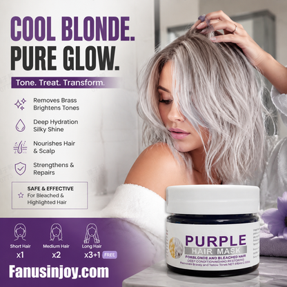 🏆 Last Day Special Price £12.77 ! ✨Moisturizing Purple Hair Mask with Long-Lasting Scent, Anti-Brass Deep Conditioning Mask for Blonde Bleached Hair