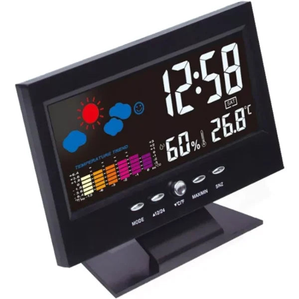 🔥Digital LED Temperature Humidity Monitor Weather Forecast LED Table Alarm Clock