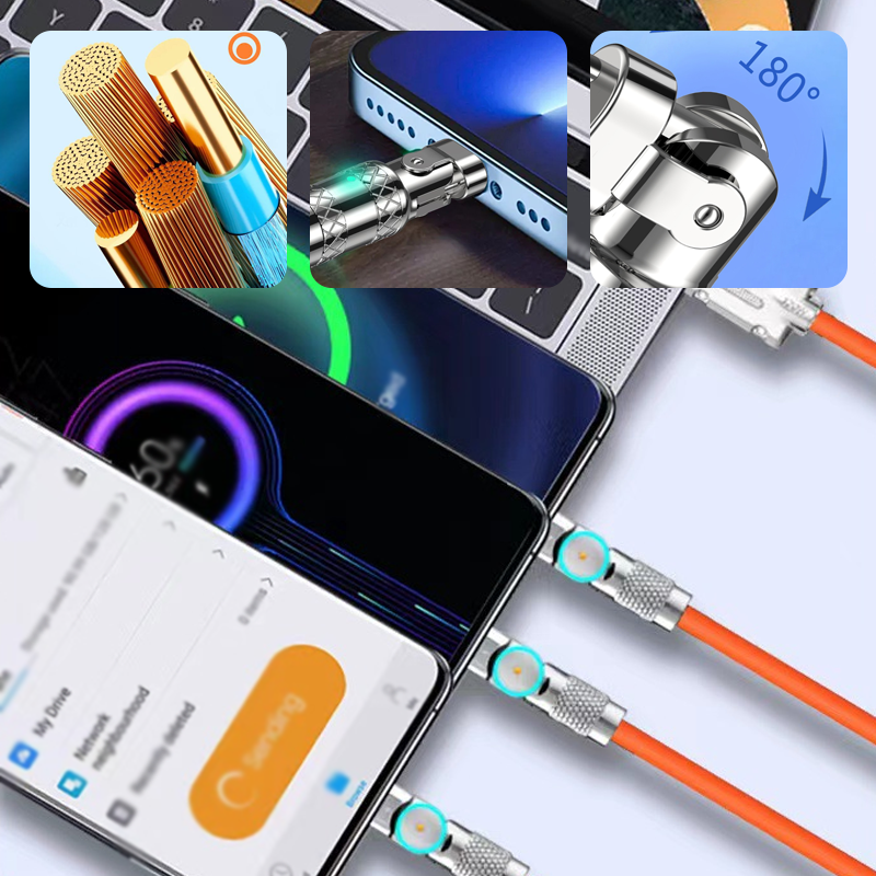 ⌛limited-time 50% off🔥120W 3 in 1 Rotating Elbow Fast Charging Data Cable⚡