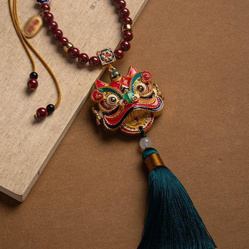 Brass Lion Rearview Mirror Car Pendant