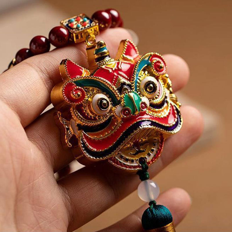 Brass Lion Rearview Mirror Car Pendant