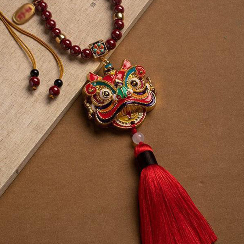 Brass Lion Rearview Mirror Car Pendant