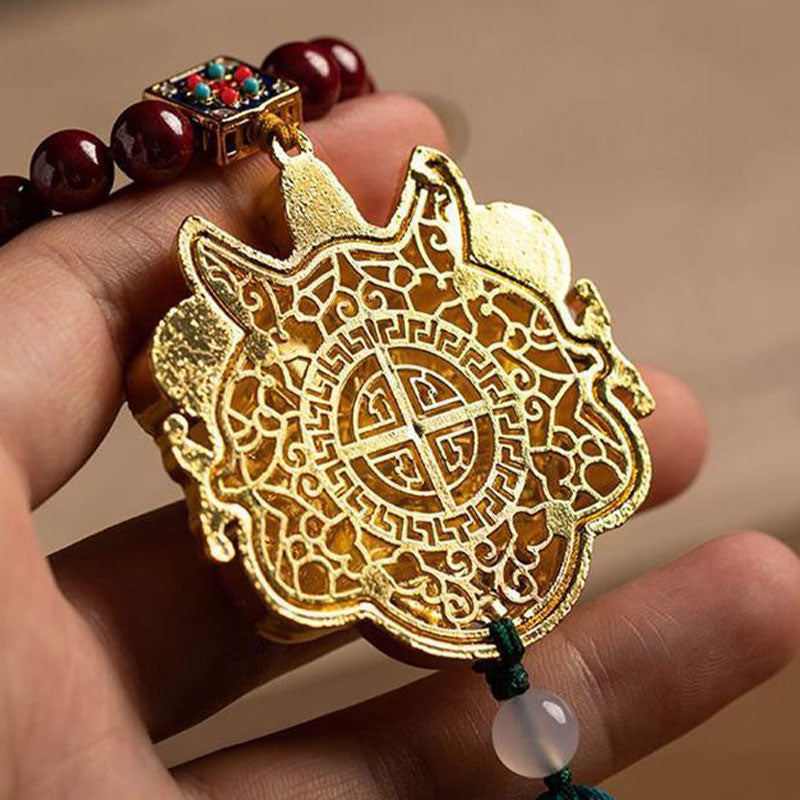 Brass Lion Rearview Mirror Car Pendant