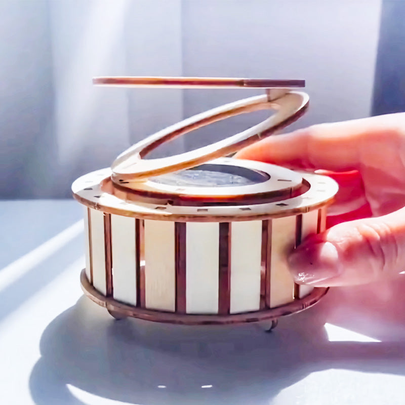🔥2025 Hot Sale🔥Solar Powered Rotating Double Ring Wooden Puzzle Toy