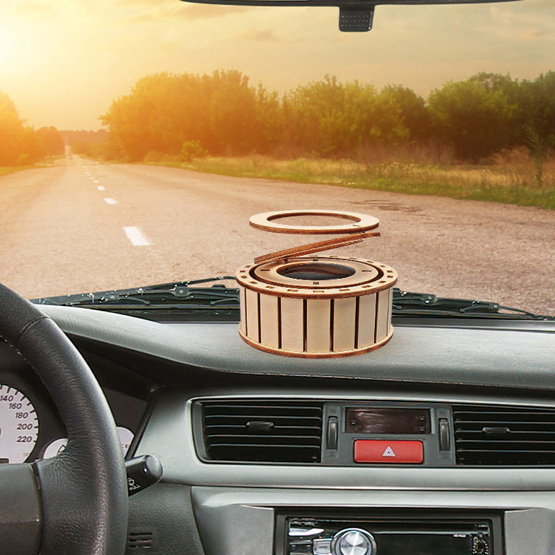 🔥2025 Hot Sale🔥Solar Powered Rotating Double Ring Wooden Puzzle Toy