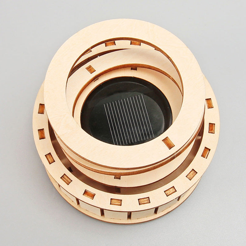 🔥2025 Hot Sale🔥Solar Powered Rotating Double Ring Wooden Puzzle Toy