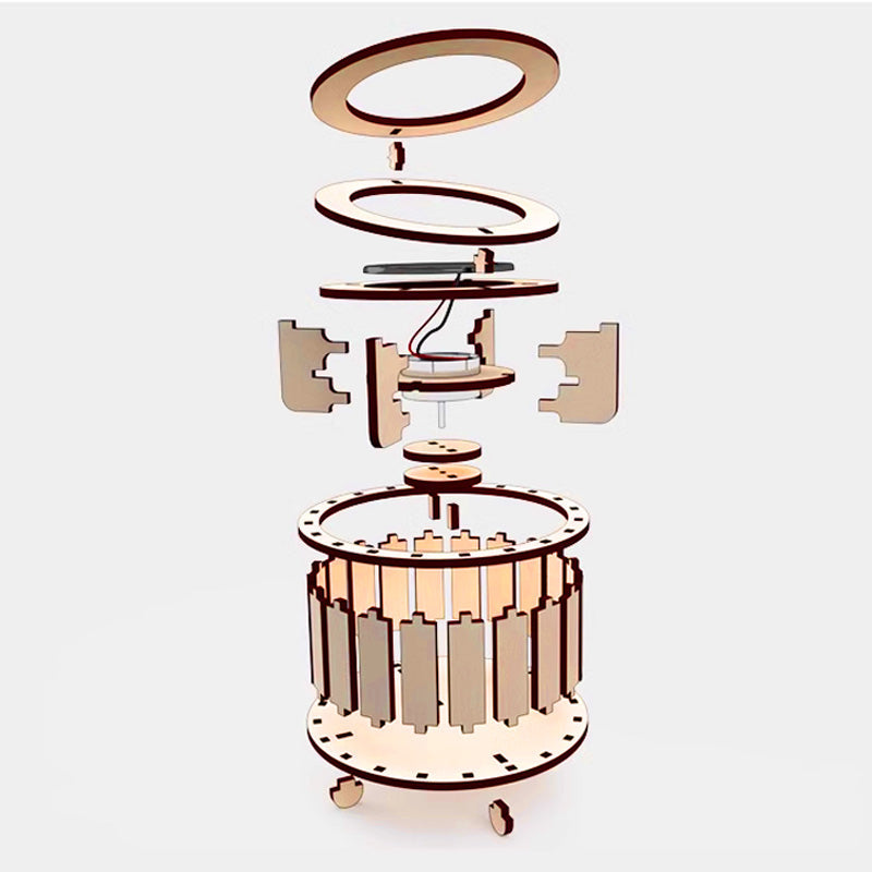 🔥2025 Hot Sale🔥Solar Powered Rotating Double Ring Wooden Puzzle Toy