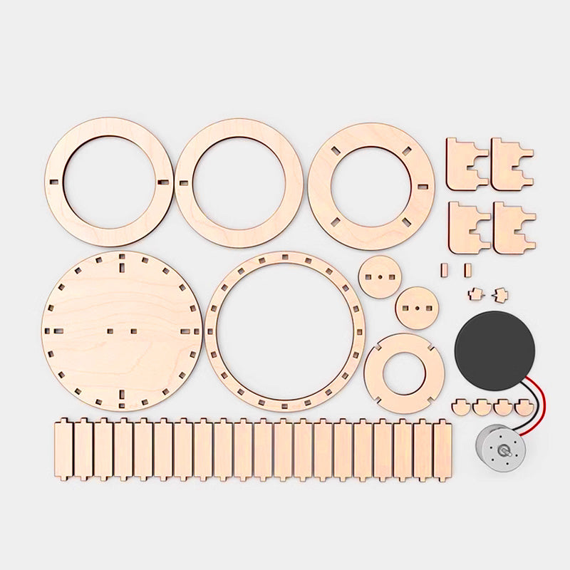 🔥2025 Hot Sale🔥Solar Powered Rotating Double Ring Wooden Puzzle Toy