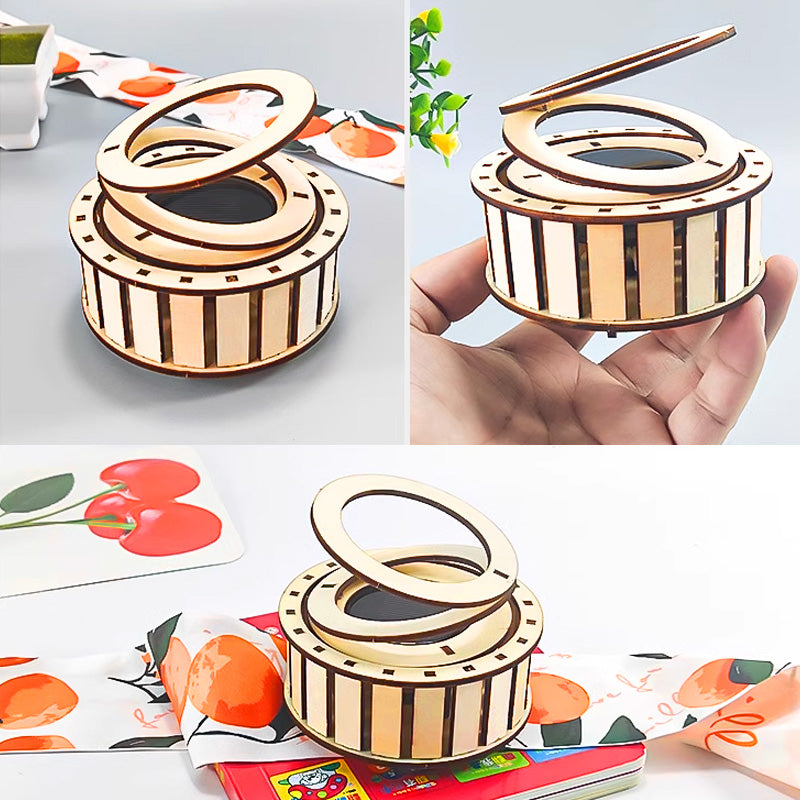 🔥2025 Hot Sale🔥Solar Powered Rotating Double Ring Wooden Puzzle Toy