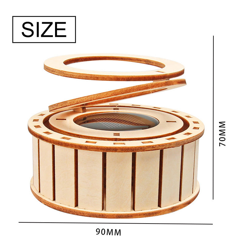 🔥2025 Hot Sale🔥Solar Powered Rotating Double Ring Wooden Puzzle Toy