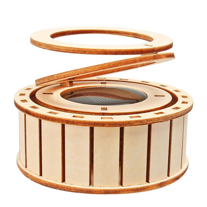 🔥2025 Hot Sale🔥Solar Powered Rotating Double Ring Wooden Puzzle Toy