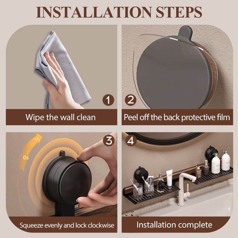 🔥Hot selling💥 Walnut Bathroom, Kitchen Suction Cup Shelf