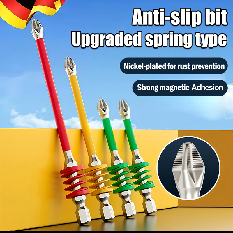 Anti-Slip Magnetic Phillips Bit with Spring