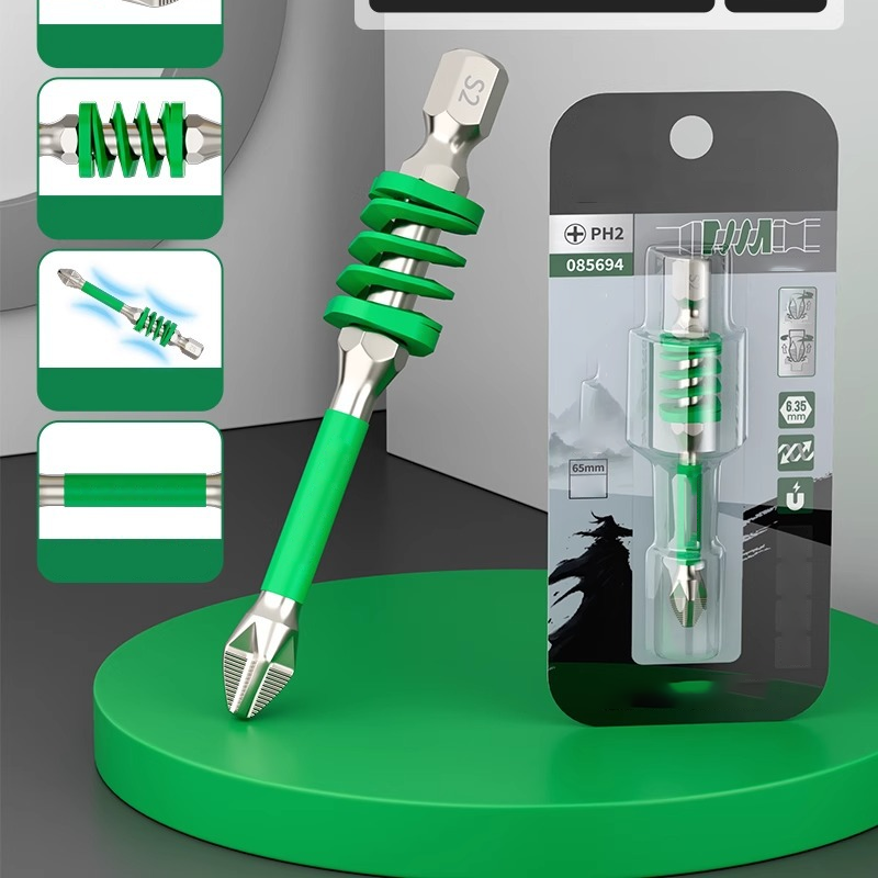 Anti-Slip Magnetic Phillips Bit with Spring